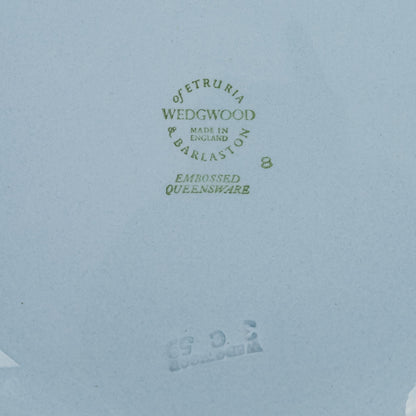 WEDGWOOD White On Blue Embossed Queens Ware Salad/Dessert Plates